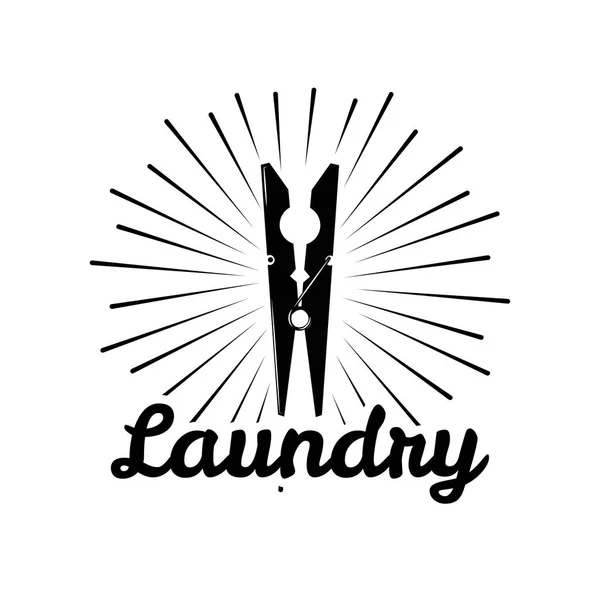 Clothes Pin icon. The Laundry logo, Dry Cleaning Service label. Clothes Pin in beams. Vector. — Stock Vector