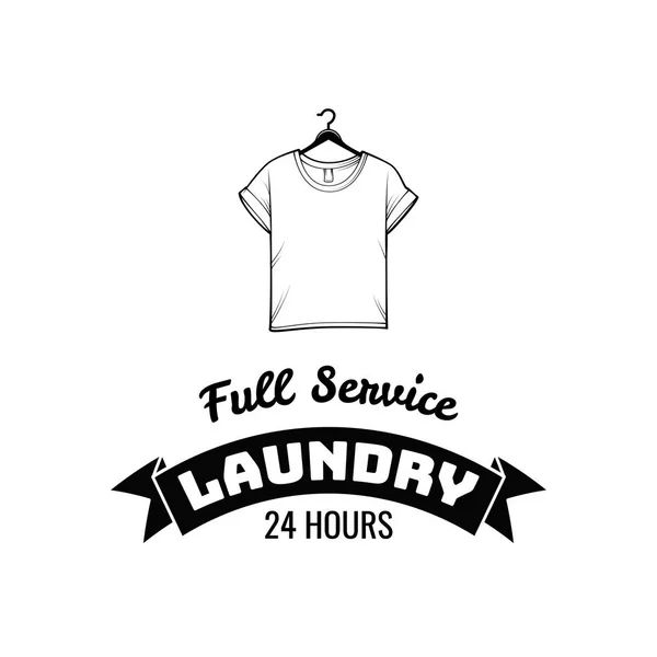 T-shirt icon. Laundry label, logo, emblem. Full service inscription. Dry cleaning badge. Vector. — Stock Vector