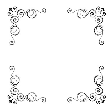 Süs çiçek köşeleri. Kaligrafi dekoratif çerçeve. Düğün davetiyeleri dekorasyon, tebrik kartları, tarihi bildirimi kartı kaydedin. Vektör.