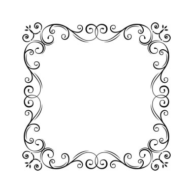 Vintage çerçeve güzelleşmek. Telkari sayfa kenarlığı. Swirls, bukleler. Desen güzelleşmek. Düğün davetiyeleri, tebrik kartı, sertifikalar. Vektör.