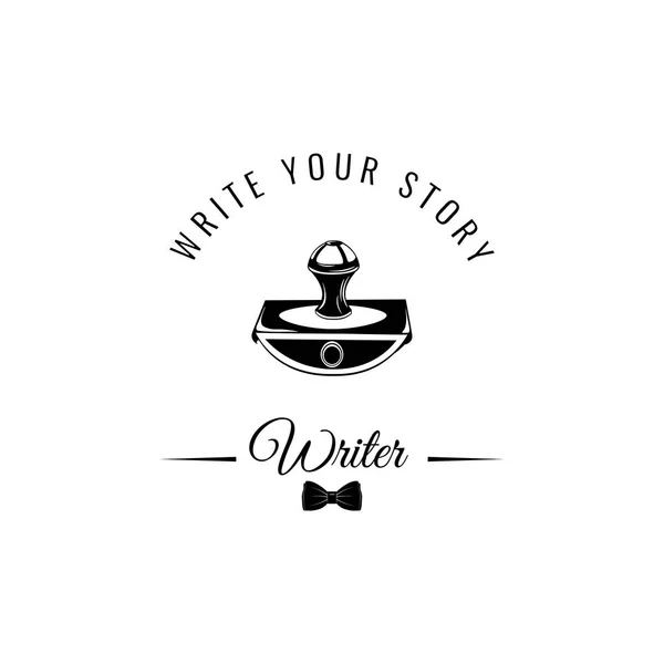 Icono de pisapapeles. Logo del escritor. Icono de pajarita. Escribe tu historia. Vector . — Vector de stock