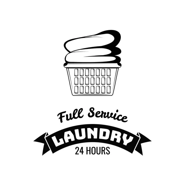 Laundry basket icon. Dry cleaning logo, Laundry label. Full service inscription. Vector. — Stock Vector