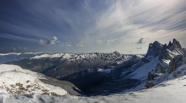 Vinterlandskap Den Dolomiterna Seceda — Stockfoto