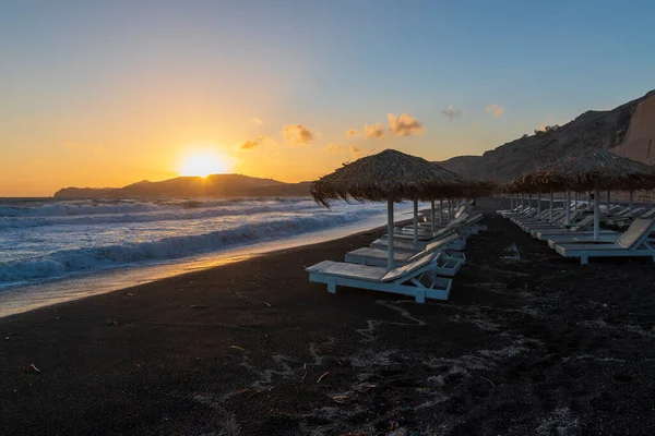 Schöne Küste Bei Sonnenaufgang Strand Vlychada Auf Santorin Griechenland Auf — Stockfoto