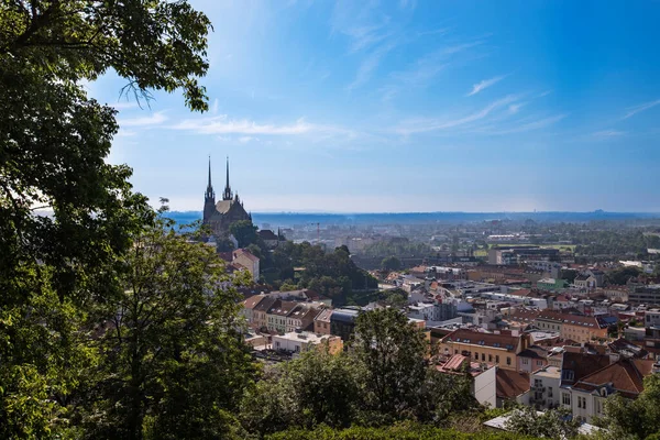 Pohled Město Brno České Republice Evropě Pohledu Špilberka Dominantou Brna — Stock fotografie