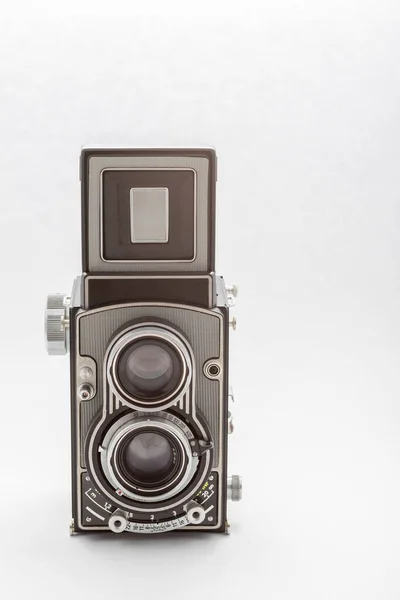 Old Binocular Slr Camera Isolated White Background — Stock Photo, Image