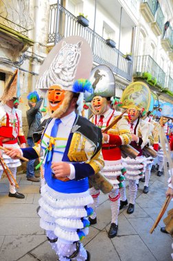 Karakol-İspanya, 4-Şubat-2018 karnaval yağmuruna Galicia İspanya biri en eski dünya