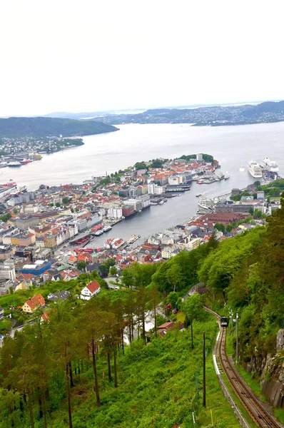 Widoki Miasto Bergen Kolejki Linowej Lookout — Zdjęcie stockowe