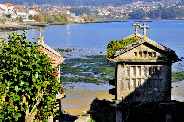 Combarro Galicie Spanje Een Vissersdorp Beschouwd Als Een Van Mooiste Stockfoto