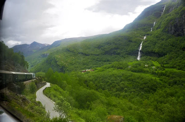 Zobrazení Trasy Slavného Flam Vlaku Norsku — Stock fotografie