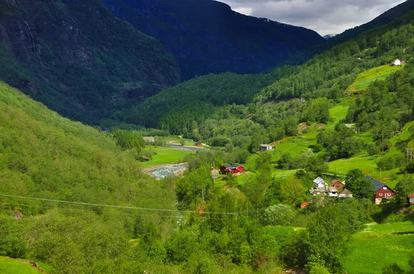 Widoki Trasie Słynnego Pociągu Flåm Norwegii — Zdjęcie stockowe