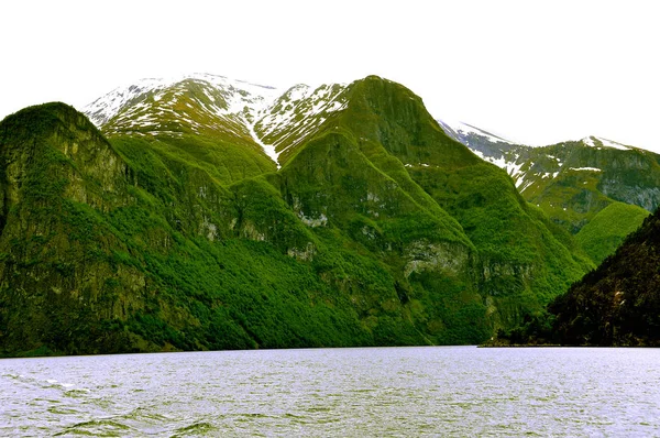 Sognefjord Fjord Runs Famous Town Flam Famous Its Landscapes Its — Stock Photo, Image