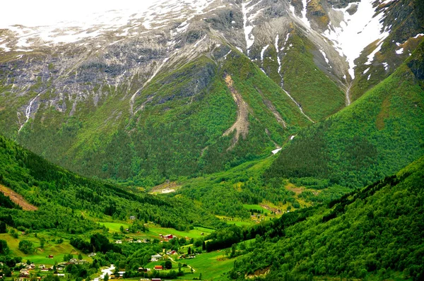 Sognefjord Fjord Loopt Door Beroemde Stad Van Flam Beroemd Haar Stockfoto