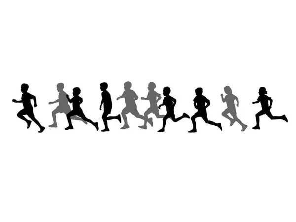 Étudiants Équipe Courir Sur Illustration Vecteur Graphique — Image vectorielle