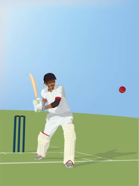 Grafik vektörü üzerine kriket oyuncusu