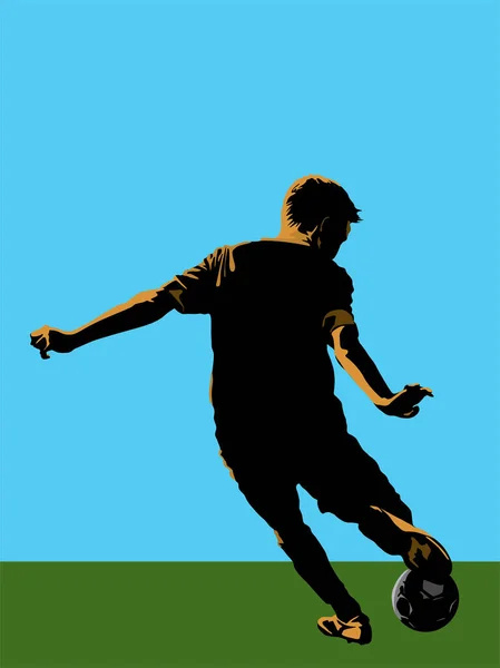 Fußball Shooting Action Auf Illustration Grafik Vektor — Stockvektor