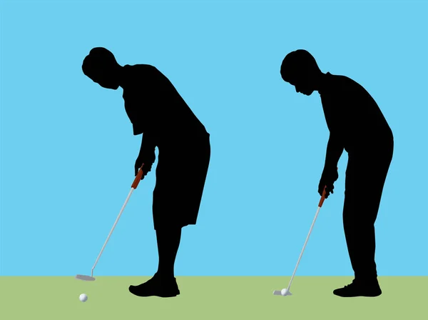 Golfçü Çizim Grafik Vektörüne Siluet Koyuyor — Stok Vektör