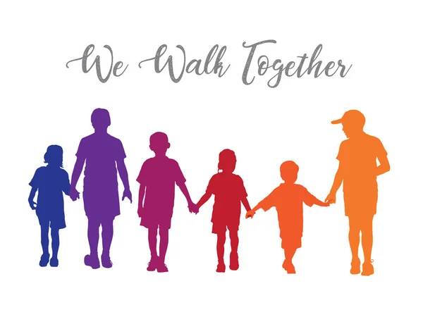 Walk Together Illustration Graphic Vector - Stok Vektor