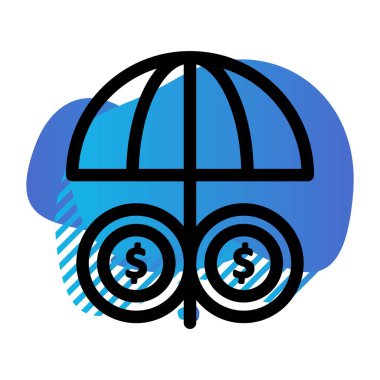 ana hatlı şemsiye simgesi vektör illüstrasyonu