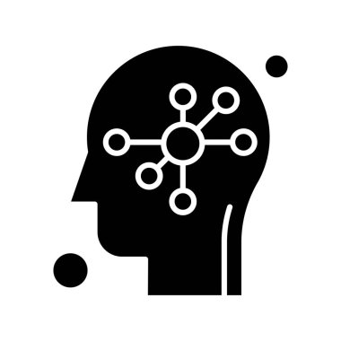 İnsan kafası illüstrasyonunda vektör bağlantısı simgesi