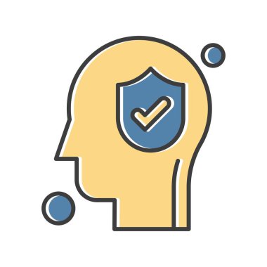  İnsan kafası illüstrasyonunda vektör kalkan simgesi