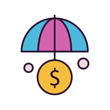 ana hatlı şemsiye simgesi vektör illüstrasyonu