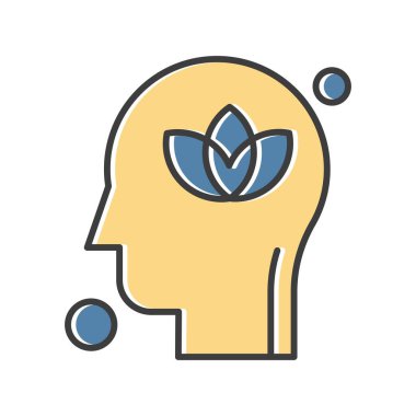 İnsan kafası illüstrasyonunda vektör çiçek simgesi
