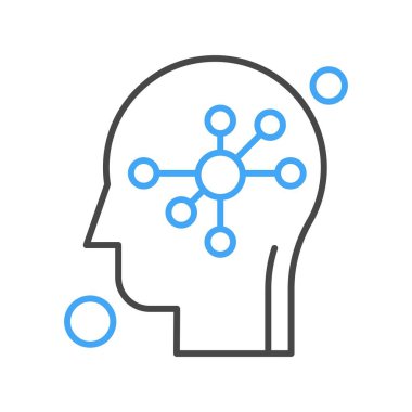 İnsan kafası illüstrasyonunda vektör bağlantısı simgesi