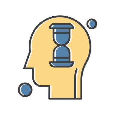 İnsan kafası illüstrasyonunda vektör kum saati simgesi