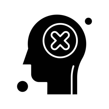  İnsan kafası illüstrasyonunda vektör çapraz simgesi