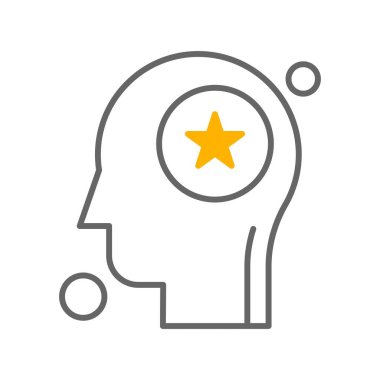  İnsan kafası illüstrasyonunda vektör yıldız simgesi