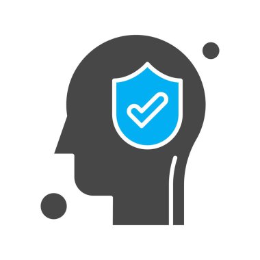  İnsan kafası illüstrasyonunda vektör kalkan simgesi