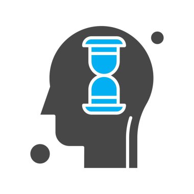 İnsan kafası illüstrasyonunda vektör kum saati simgesi