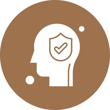  İnsan kafası illüstrasyonunda vektör kalkan simgesi