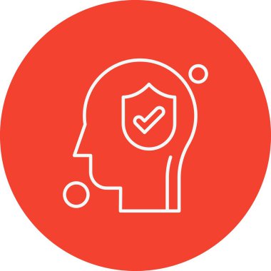  İnsan kafası illüstrasyonunda vektör kalkan simgesi