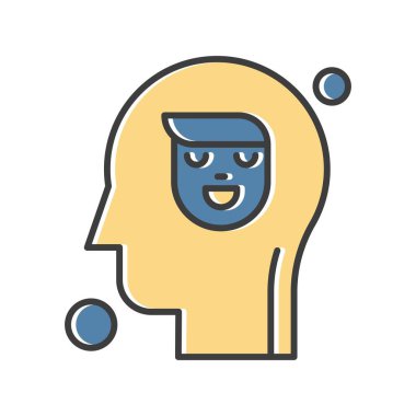 İnsan kafası illüstrasyonunda vektör yüzü simgesi