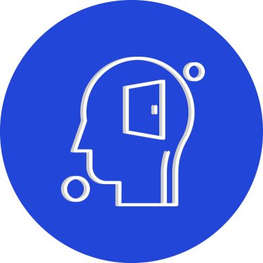 vektör insan başı ve kapı simgesi illüstrasyonu