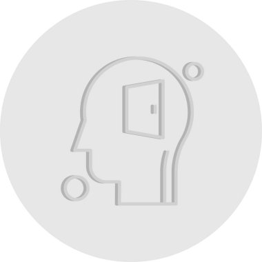 vektör insan başı ve kapı simgesi illüstrasyonu