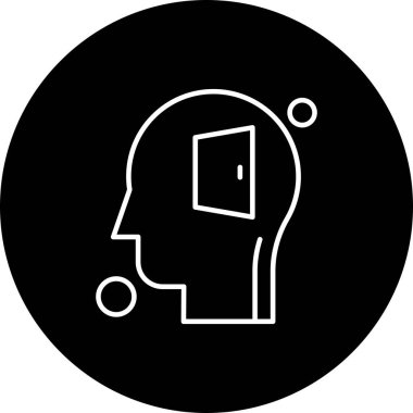 vektör insan başı ve kapı simgesi illüstrasyonu