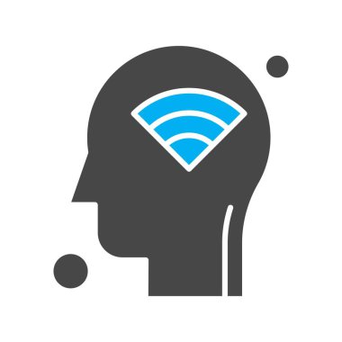 İnsan kafası illüstrasyonunda vektör wifi simgesi