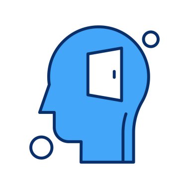 vektör insan başı ve kapı simgesi illüstrasyonu