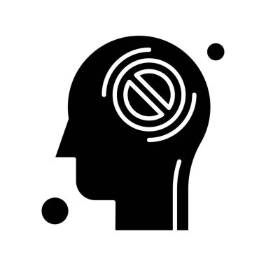 İnsan kafası illüstrasyonunda vektör yasaklı simge