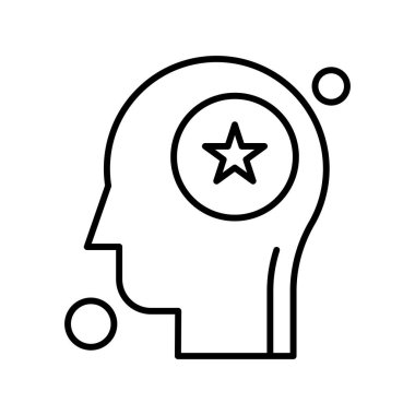  İnsan kafası illüstrasyonunda vektör yıldız simgesi