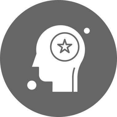  İnsan kafası illüstrasyonunda vektör yıldız simgesi