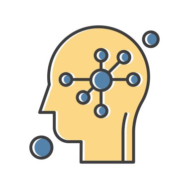 İnsan kafası illüstrasyonunda vektör bağlantısı simgesi