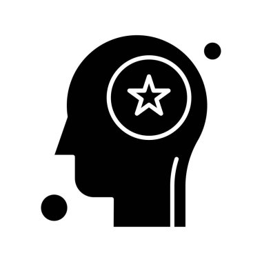  İnsan kafası illüstrasyonunda vektör yıldız simgesi