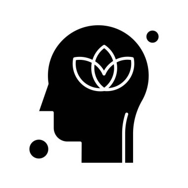İnsan kafası illüstrasyonunda vektör çiçek simgesi