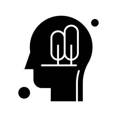 vektör insan başı ve ağaç simgesi illüstrasyonu