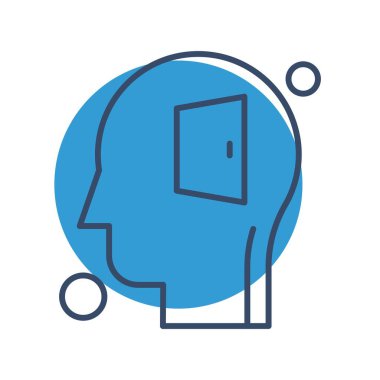 vektör insan başı ve kapı simgesi illüstrasyonu