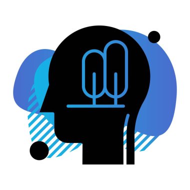 vektör insan başı ve ağaç simgesi illüstrasyonu